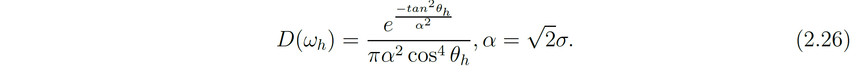 Cook and Torrance Beckmann Distribution Function Formula