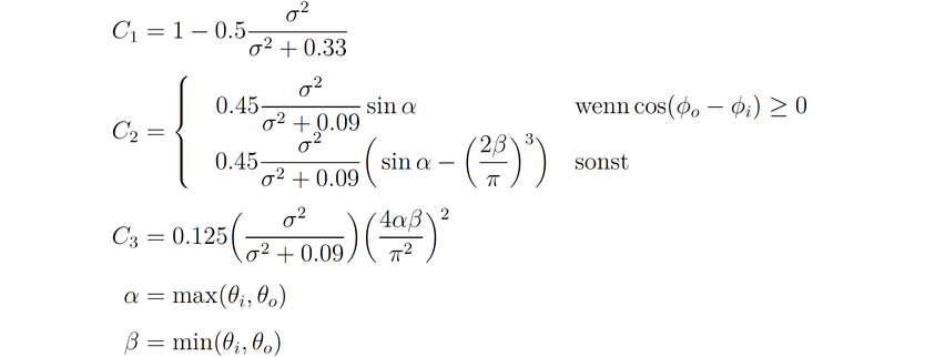 Self-Shading and Masking Formula and Inter-Reflection Coefficients